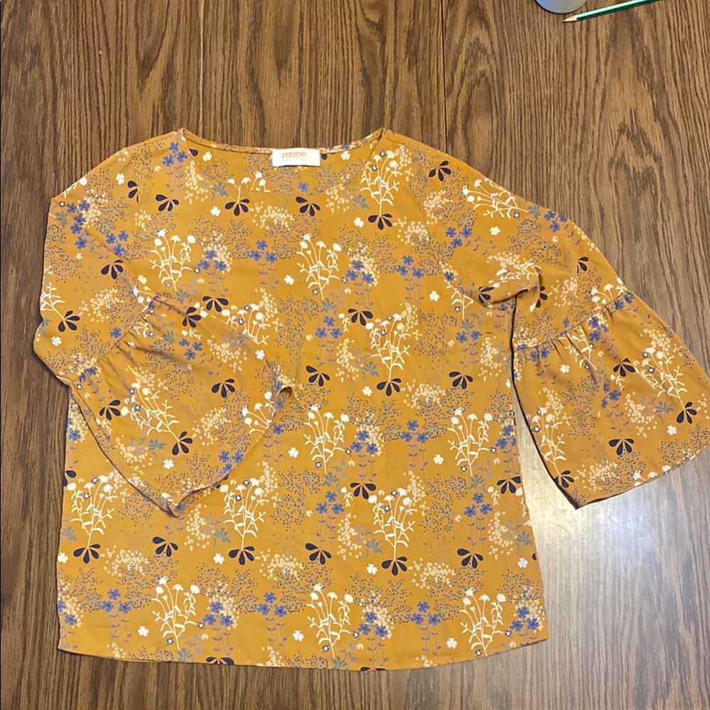Forever 21 Mustard Floral Women's Top